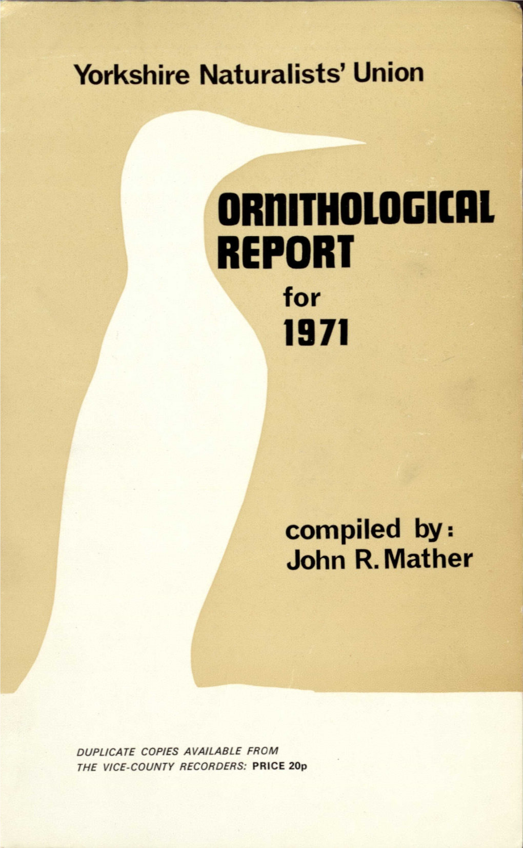 Onitholugice REPORT for 1971