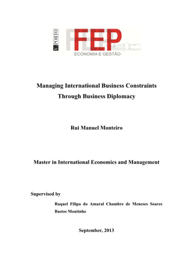 Managing International Business Constraints Through Business Diplomacy