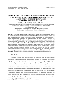 Comparative Analysis of Cropping Pattern and Socio