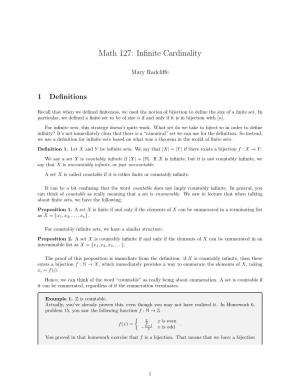 Math 127: Infinite Cardinality
