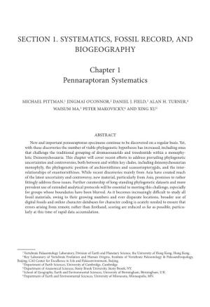 Section 1. Systematics, Fossil Record, and Biogeography