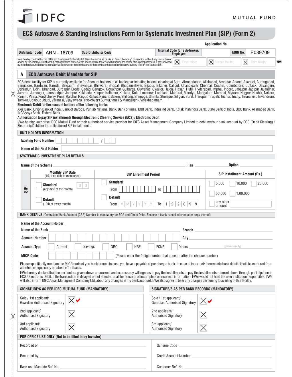 Idfc Sip Form