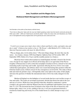 Jews, Feudalism and the Magna Carta