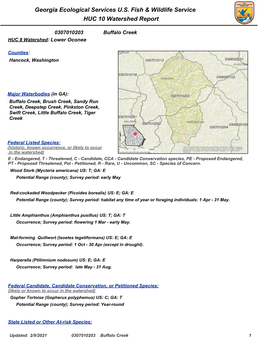 0307010203 Buffalo Creek HUC 8 Watershed: Lower Oconee