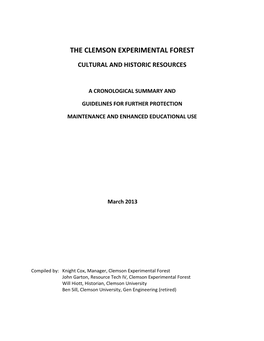 The Clemson Experimental Forest