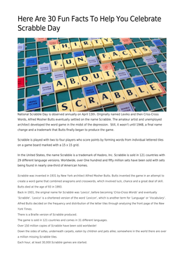Here Are 30 Fun Facts to Help You Celebrate Scrabble Day