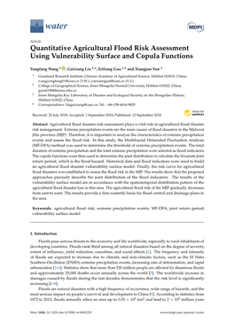 Quantitative Agricultural Flood Risk Assessment Using Vulnerability Surface and Copula Functions