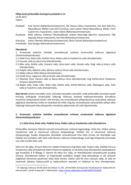 Põhja-Eesti Piirkondliku Komisjoni Protokoll Nr 11 19.05.2017 Tallinn