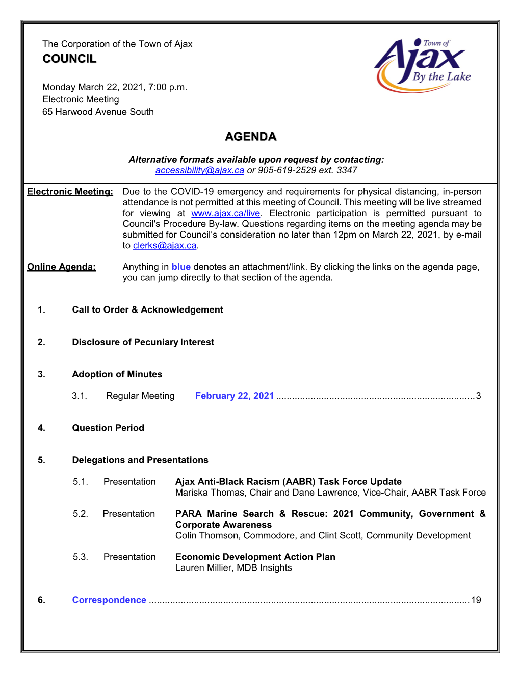 March 22 2021 Council Agenda Package.Pdf