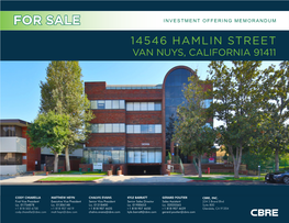 For Sale Investment Offering Memorandum 14546 Hamlin Street Van Nuys, California 91411