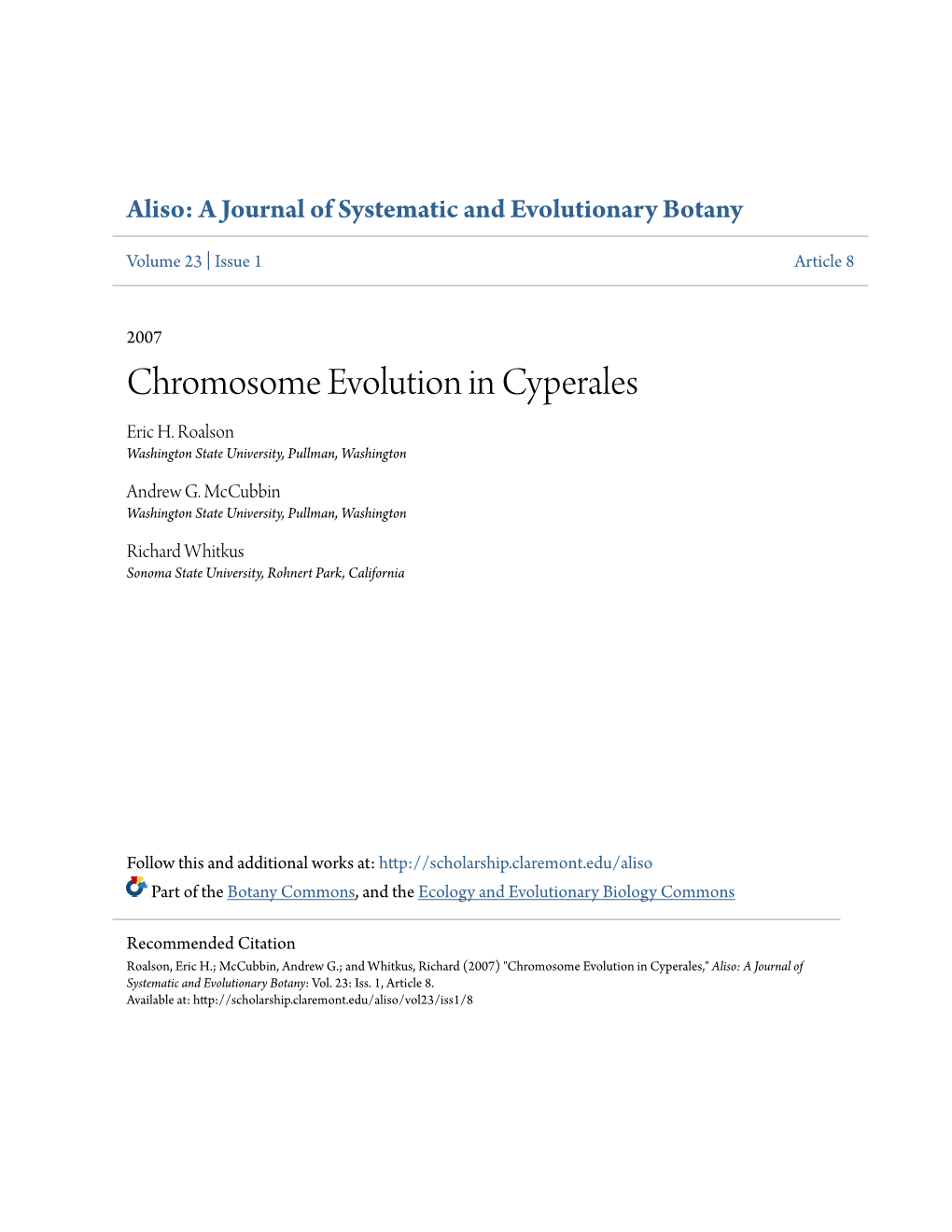 Chromosome Evolution in Cyperales Eric H