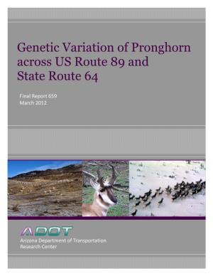 SPR-659: Genetic Variation of Pronghorn Across US Route 89 And