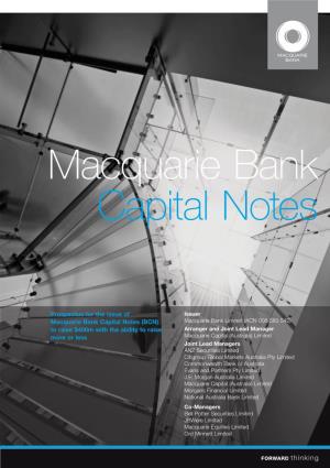 Prospectus for the Issue of Macquarie Bank Capital Notes (BCN)