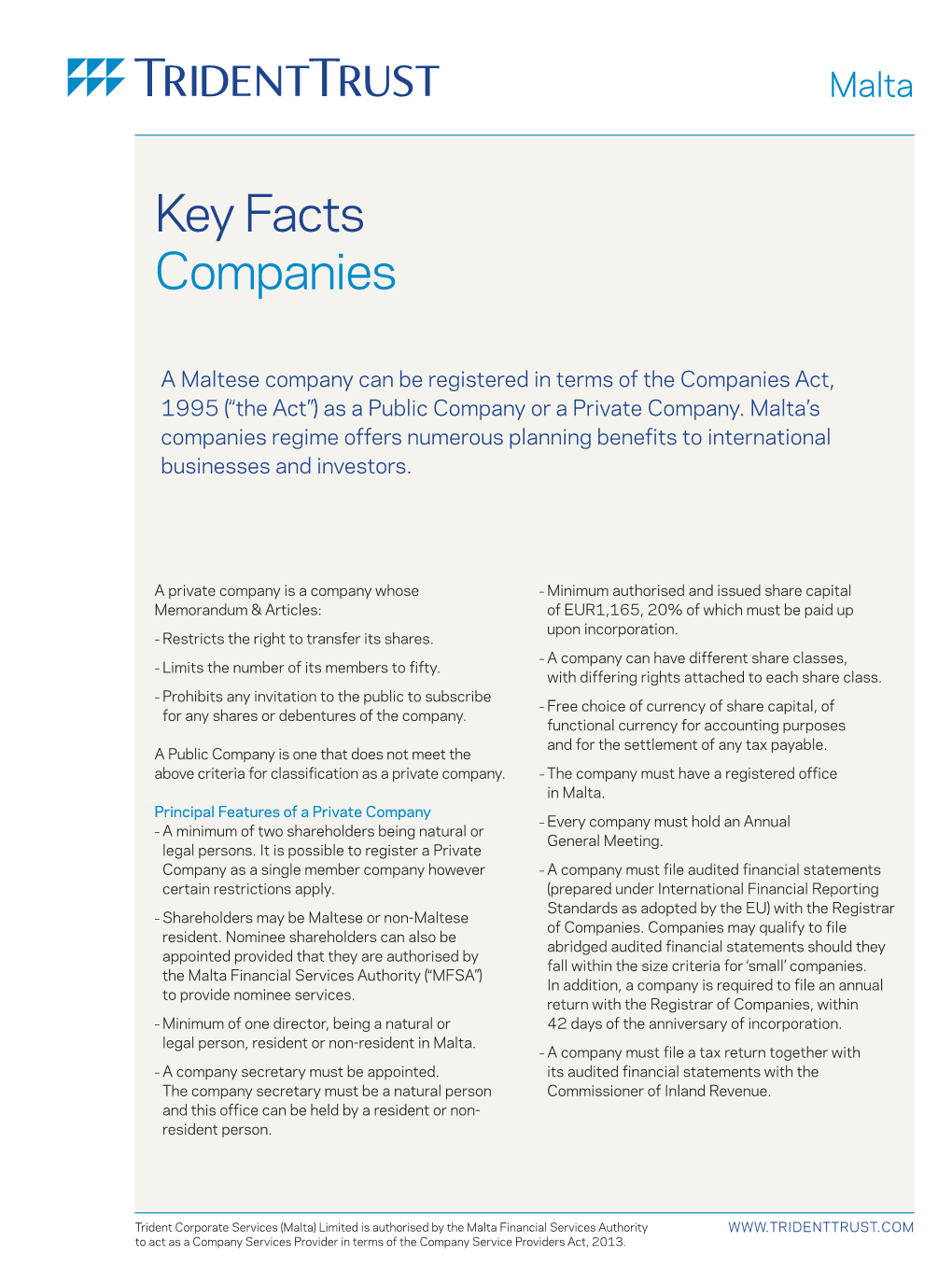 Malta Companies Key Facts