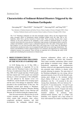 Characteristics of Sediment-Related Disasters Triggered by the Wenchuan Earthquake