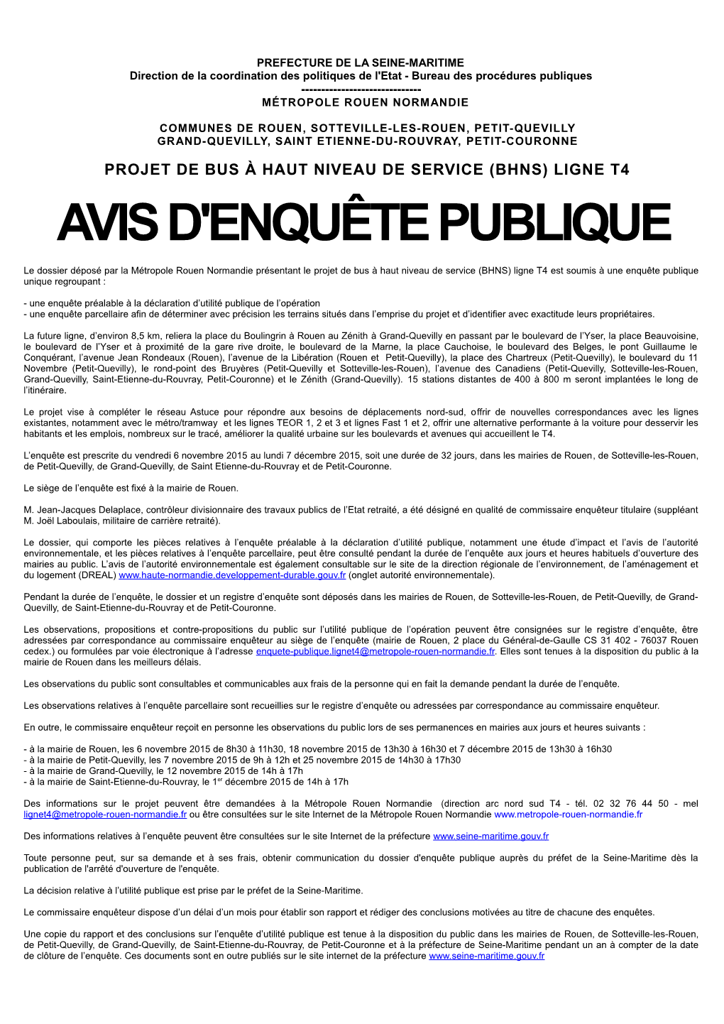 Avis D'enquête Publique