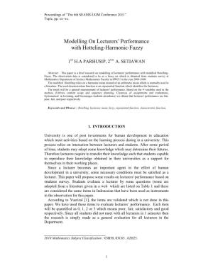 Modelling on Lecturers‟ Performance with Hotteling-Harmonic-Fuzzy
