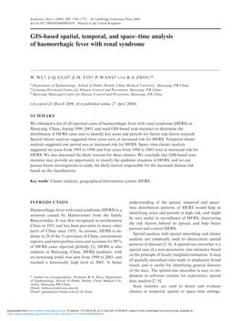 GIS-Based Spatial, Temporal, and Space–Time Analysis of Haemorrhagic Fever with Renal Syndrome