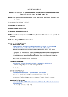 HARTING PARISH COUNCIL Minutes of the Meeting of the Planning
