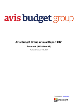 Avis Budget Group Annual Report 2021