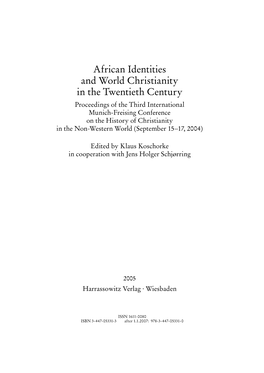 African Identities and World Christianity in the Twentieth Century