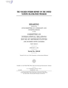The Volcker Interim Report on the United Nations Oil–For–Food Program