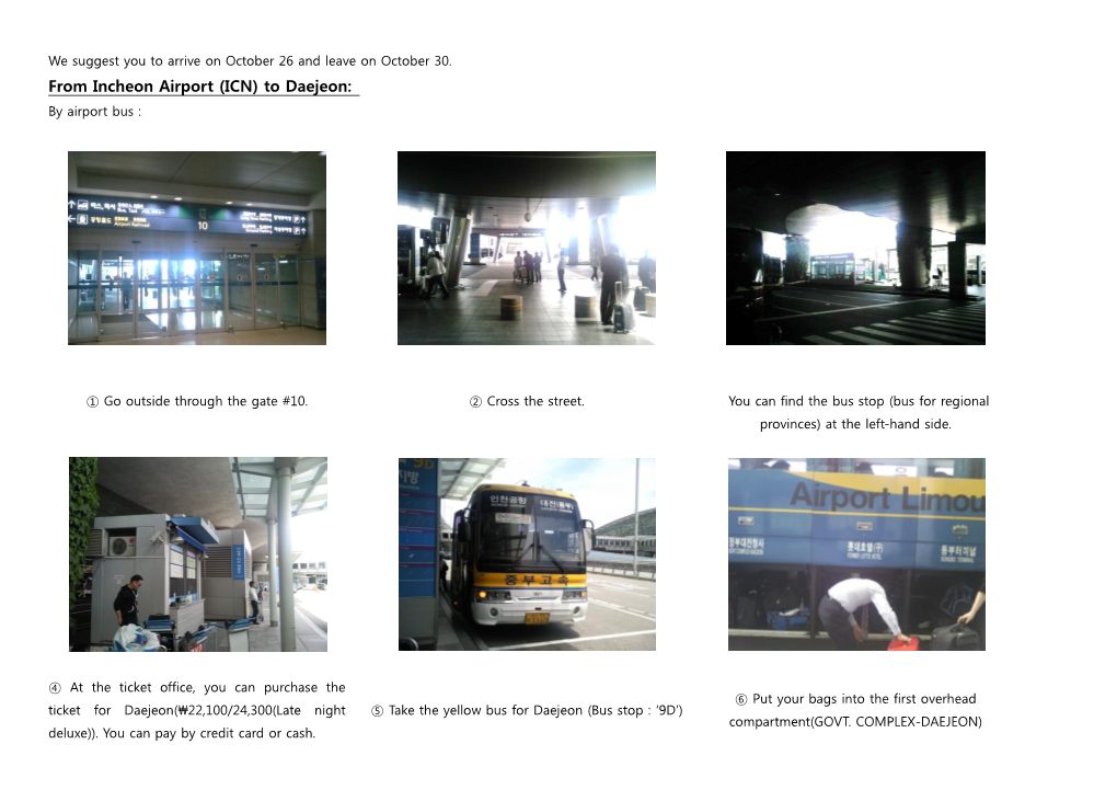 From Incheon Airport (ICN) to Daejeon: by Airport Bus