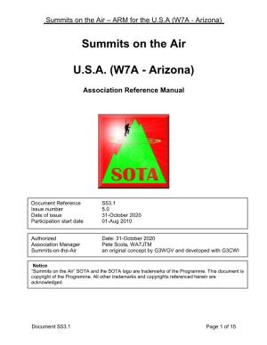 Summits on the Air – ARM for the USA (W7A
