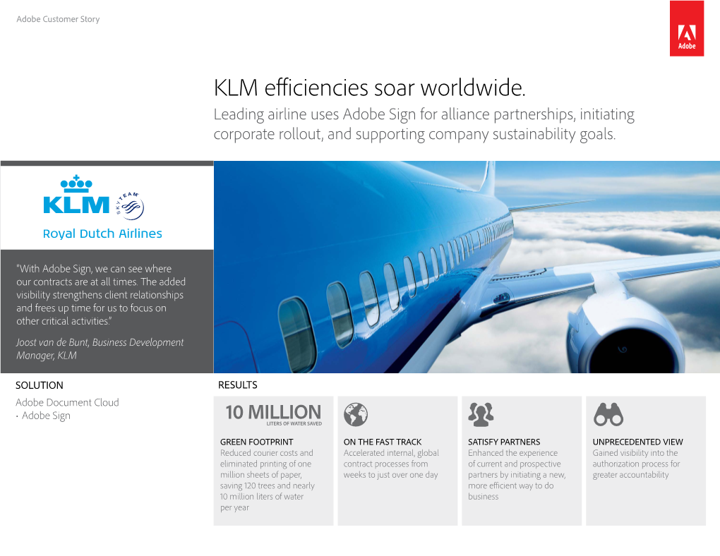 KLM Uses Adobe Sign for Alliance Partnerships, Initiating Corporate