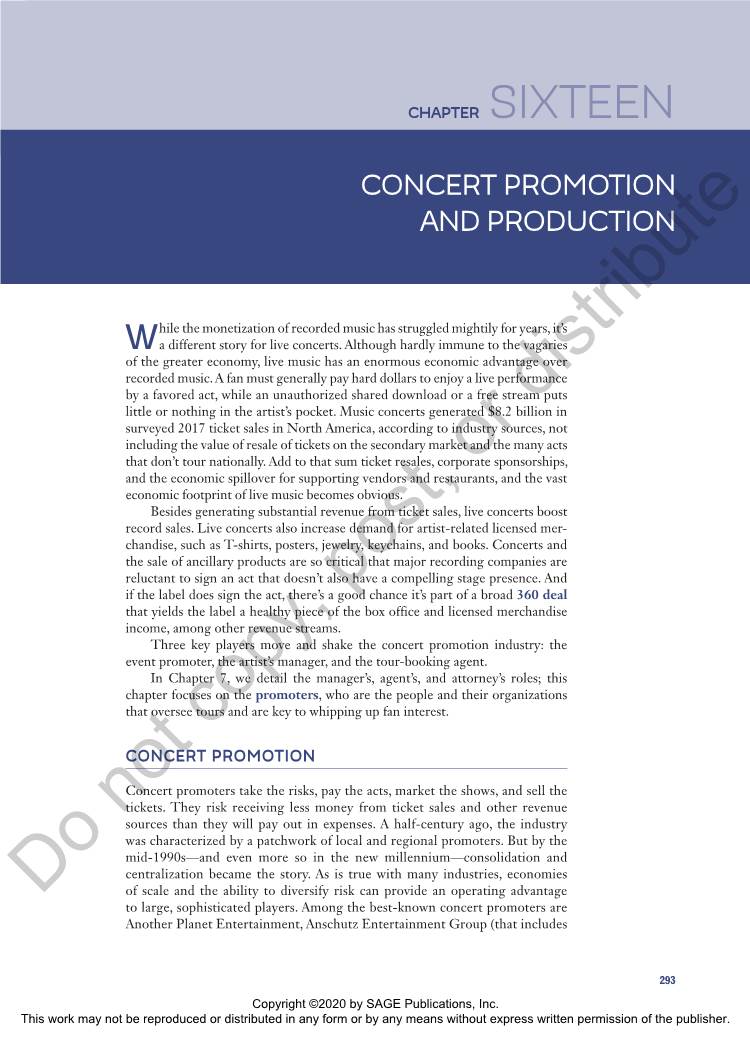 Concert Promotion and Production