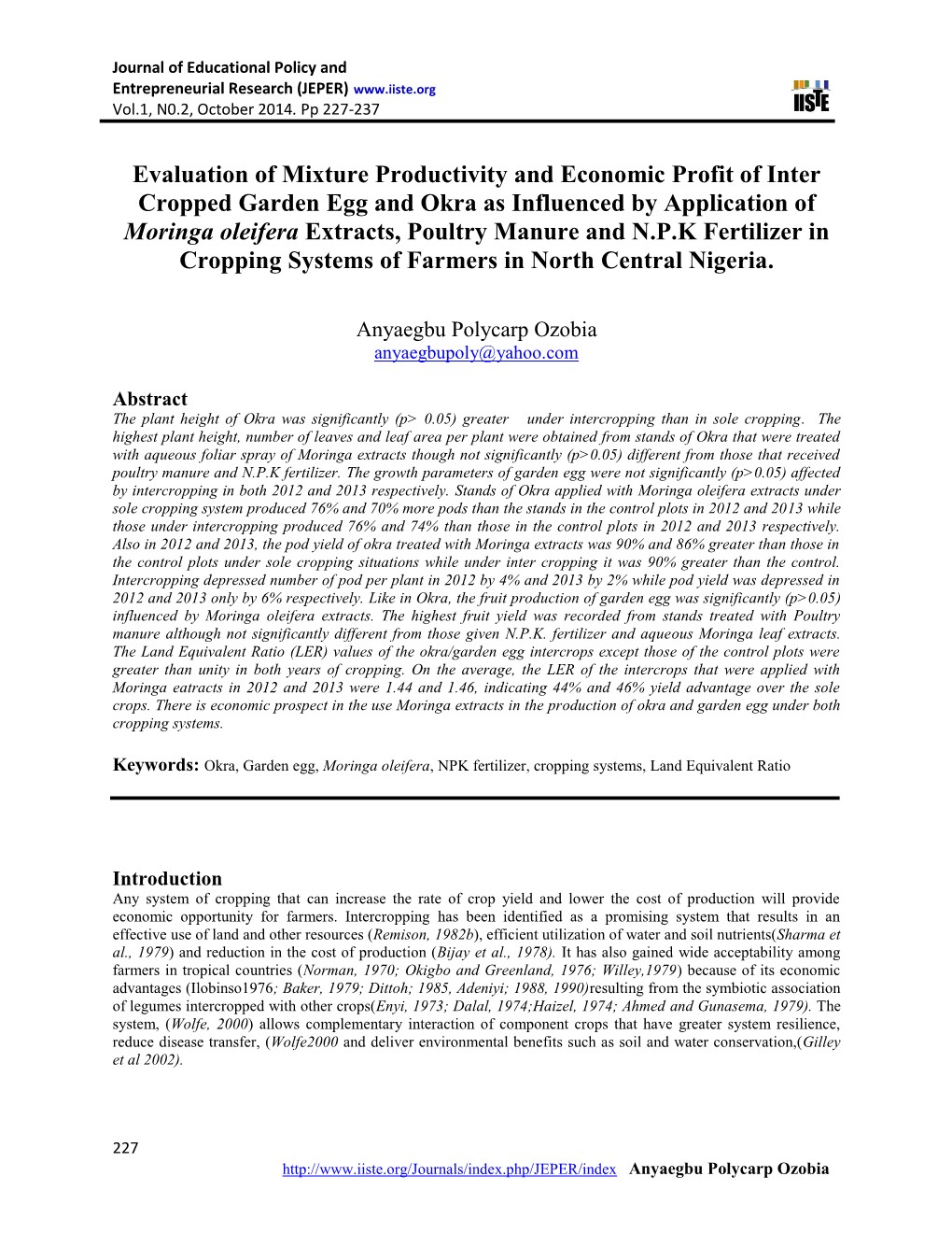 Evaluation of Mixture Productivity and Economic Profit of Inter Cropped