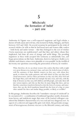 Witchcraft: the Formation of Belief – Part One