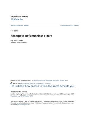 Absorptive Reflectionless Filters
