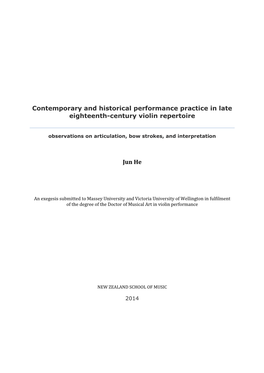 Contemporary and Historical Performance Practice in Late Eighteenth-Century Violin Repertoire