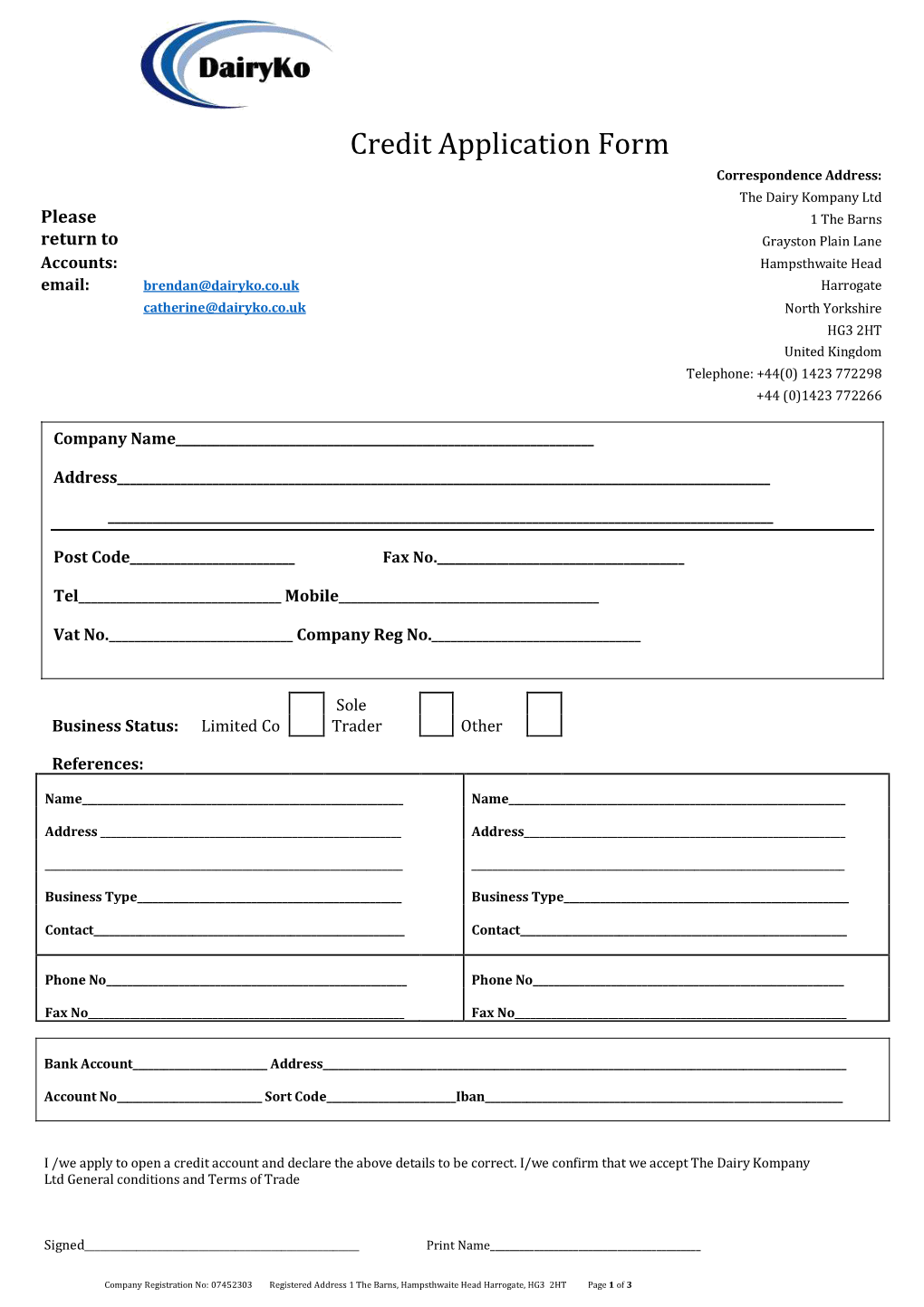 Credit Application Form