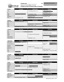 Tvaholic.Com Printable Fall 2015 Primetime Cable TV Schedule