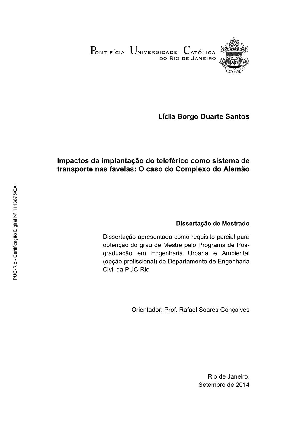 Lídia Borgo Duarte Santos Impactos Da Implantação Do Teleférico Como Sistema De Transporte Nas Favelas