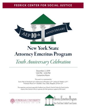 New York State Attorney Emeritus Program Tenth Anniversary Celebration