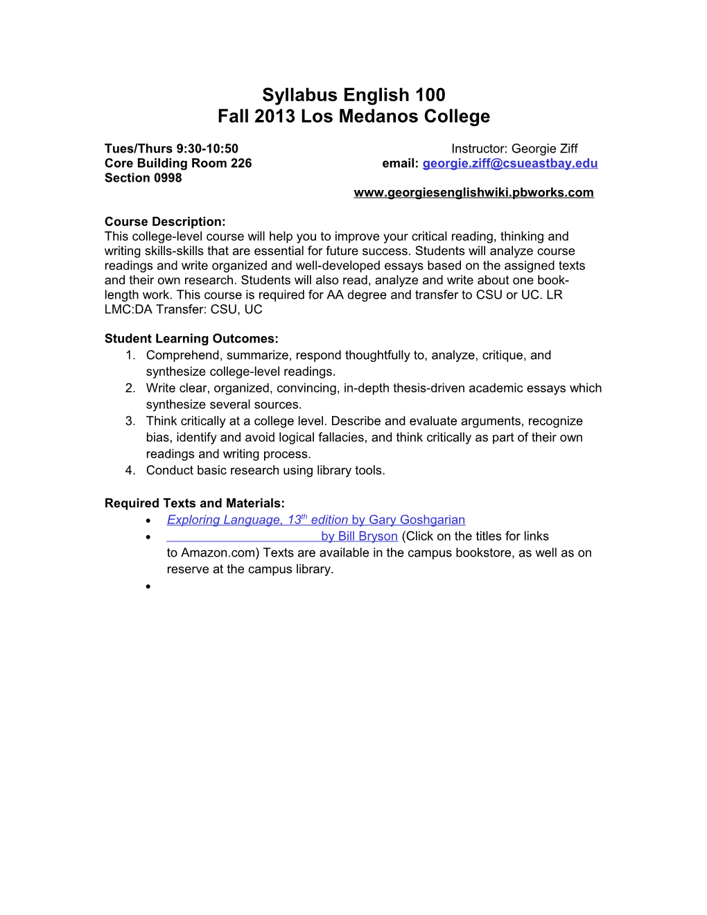 Fall 2013 Los Medanos College