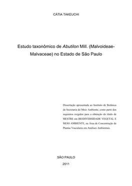 Estudo Taxonômico De Abutilon Mill. (Malvoideae- Malvaceae) No Estado De São Paulo