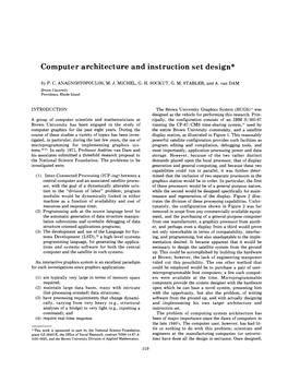 Computer Architecture Anc Instruction Set Design*