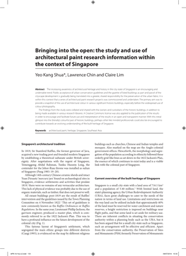 Bringing Into the Open: the Study and Use of Architectural Paint Research Information Within the Context of Singapore