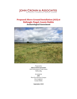 At Ballough, Fingal, County Dublin Archaeological Assessment