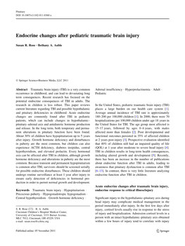 Endocrine Changes After Pediatric Traumatic Brain Injury Pituitary