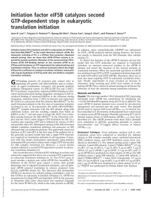 Initiation Factor Eif5b Catalyzes Second GTP-Dependent Step in Eukaryotic Translation Initiation