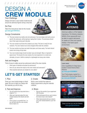 Design a Crew Module Drop Test Data Log Use This Data Log to Record the Results of Each Drop Test
