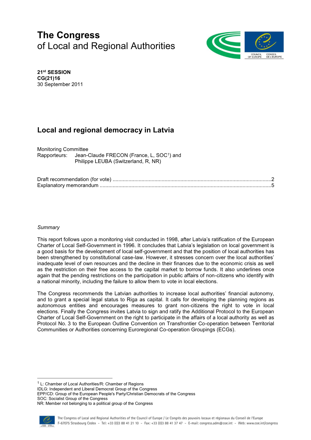 Local and Regional Democracy in Latvia