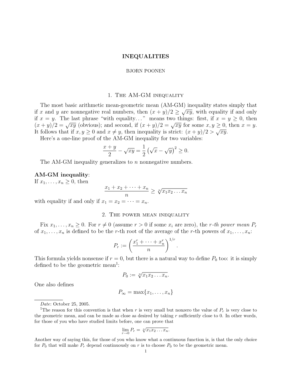 (AM-GM) Inequality States Simply That If X An