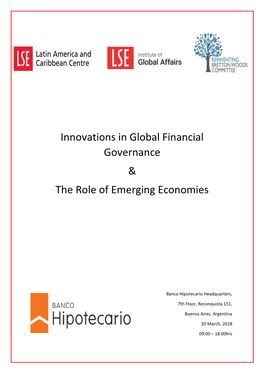 Innovations in Global Financial Governance & the Role Of