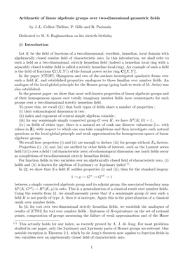 Arithmetic of Linear Algebraic Groups Over Two-Dimensional Geometric ﬁelds